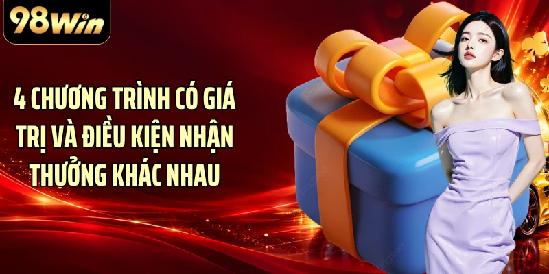 4 chương trình có giá trị và điều kiện nhận thưởng khác nhau